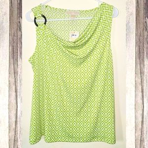 SALE! Michael Kors Sleeveless Green& White Blouse sz L